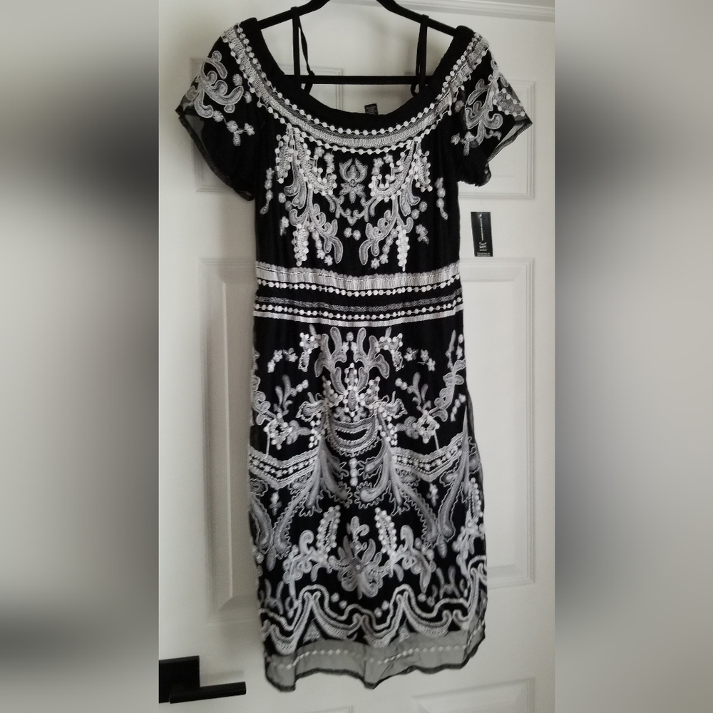 INC Off the shoulder black dress